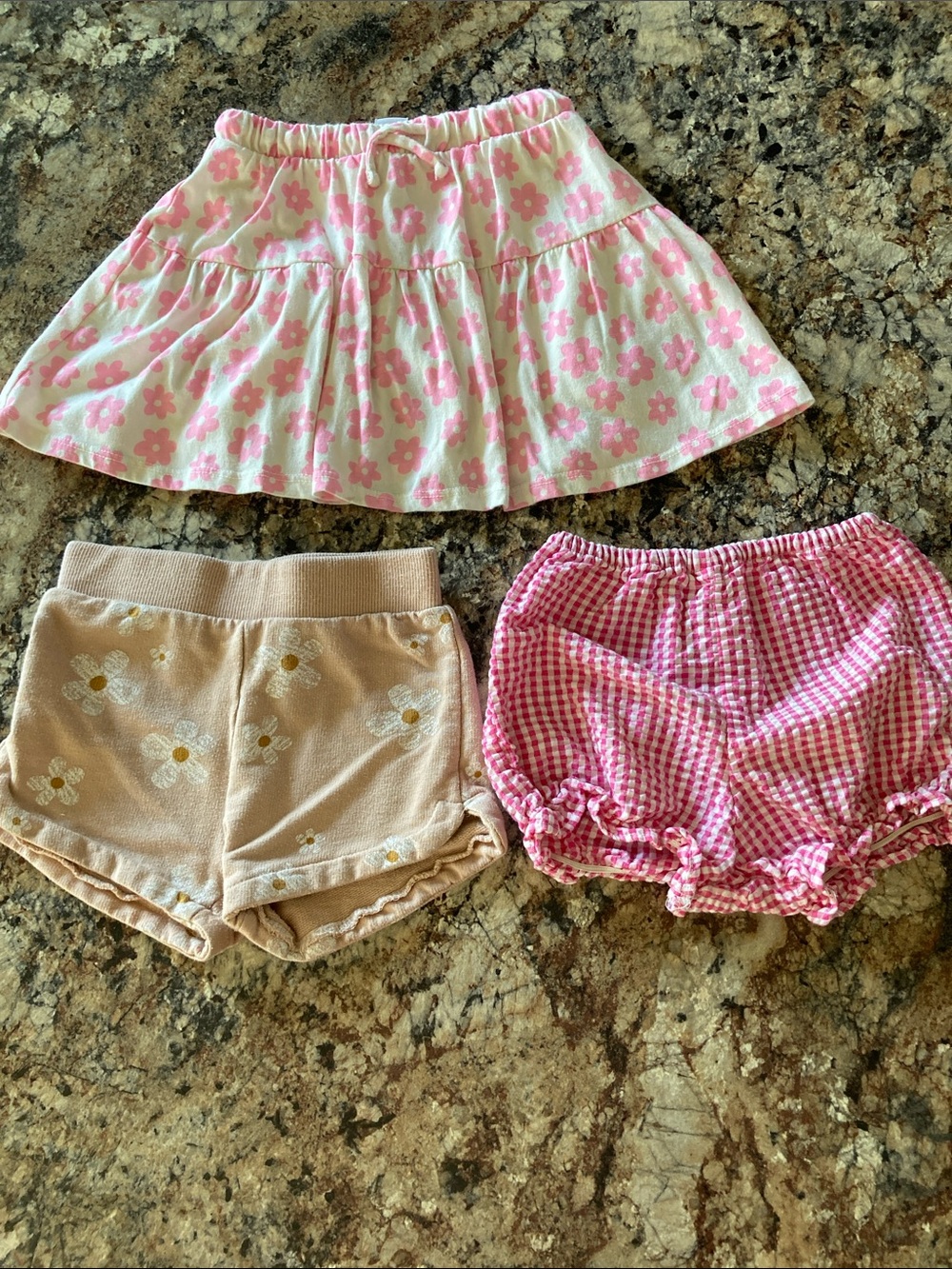 Girls Pink Floral Skirt and Shorts Set - Pink